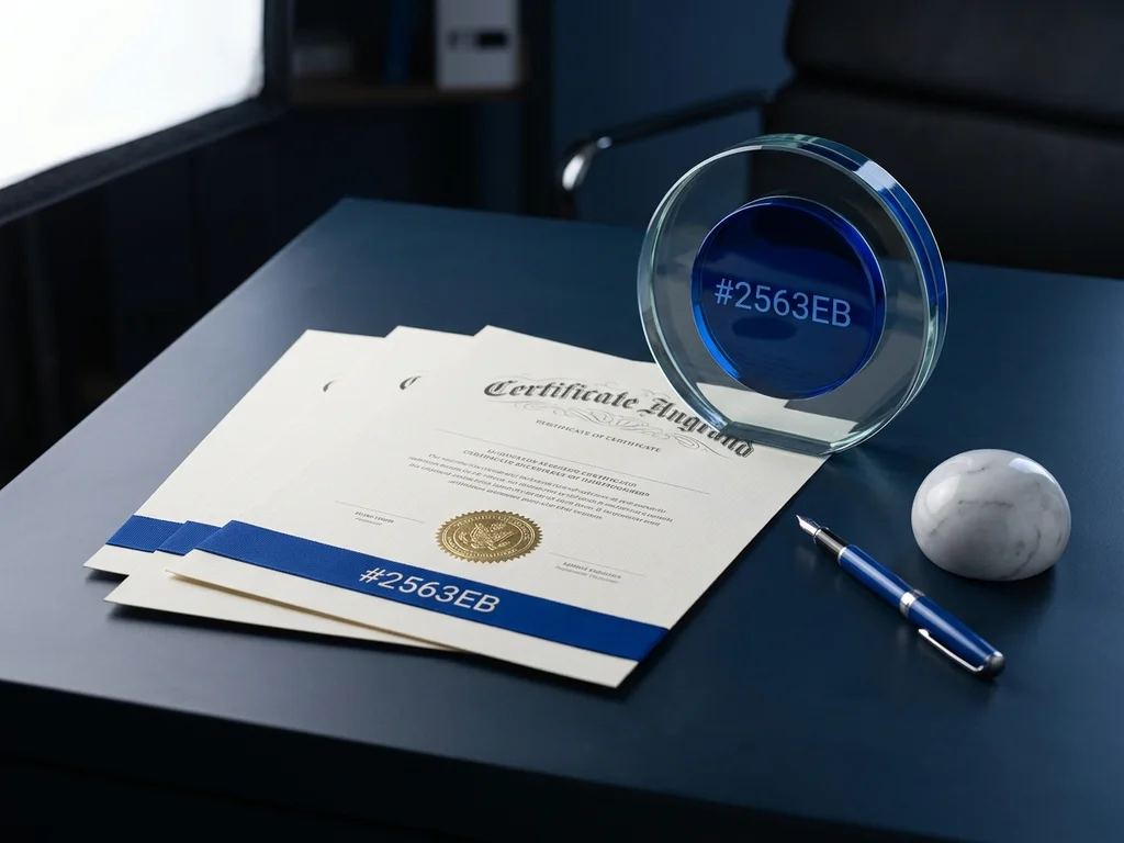 Certifications SEO et trophée en verre illustrant l'expertise technique pour dominer le classement Google.