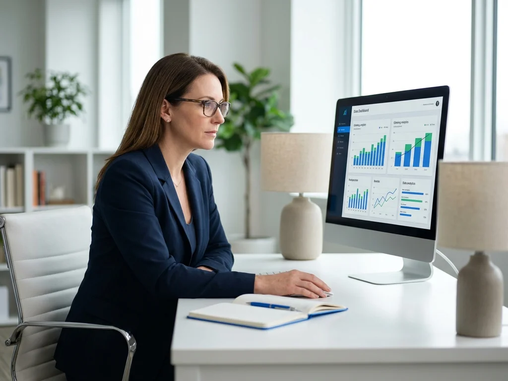 Tableau de bord SEO avec indicateurs de performance et graphiques de progression pour une entreprise mulhousienne